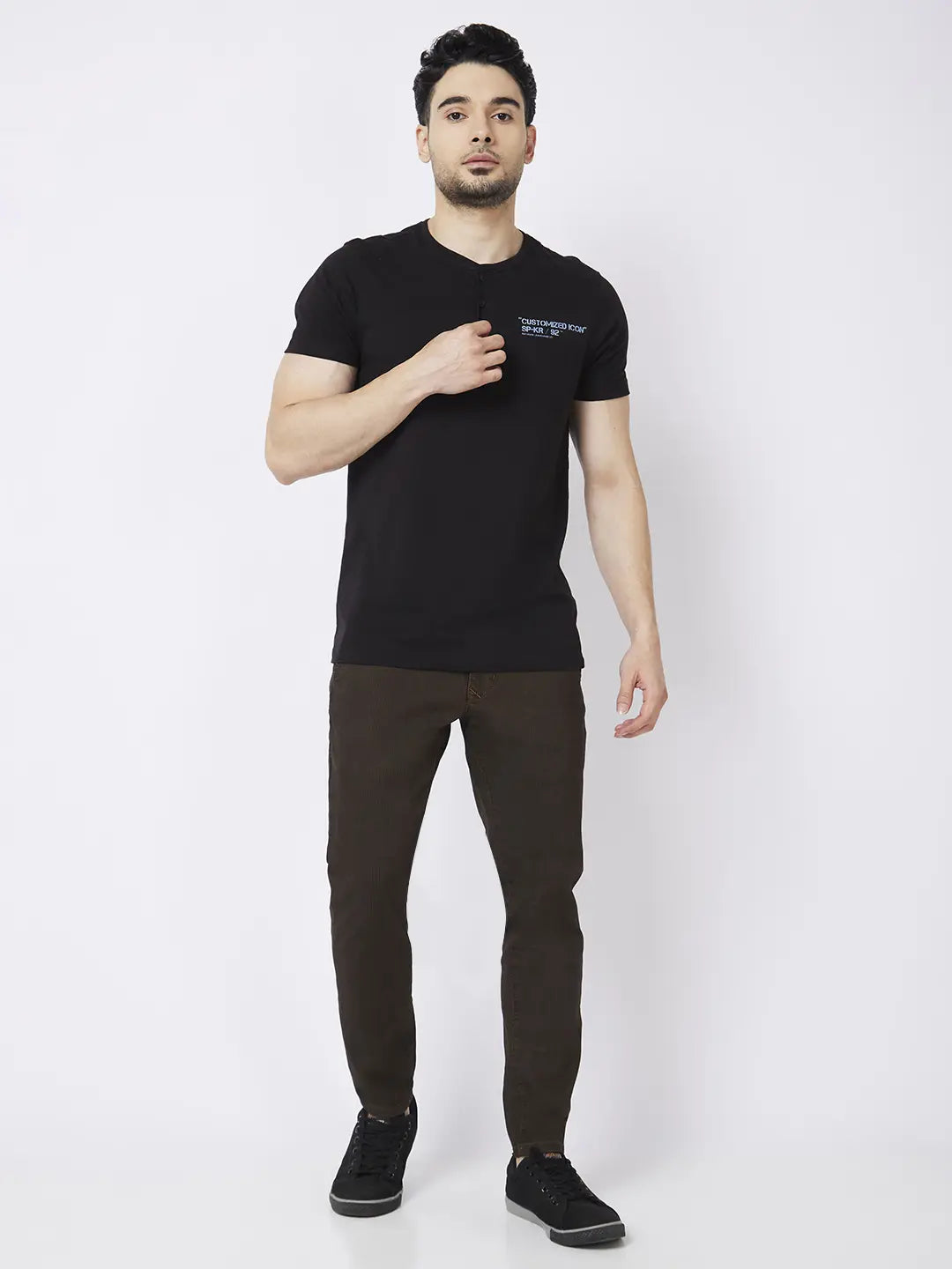 Spykar Men Brown Cotton Slim Fit Tapered Length Low Distressed Mid Rise Jeans (Kano)