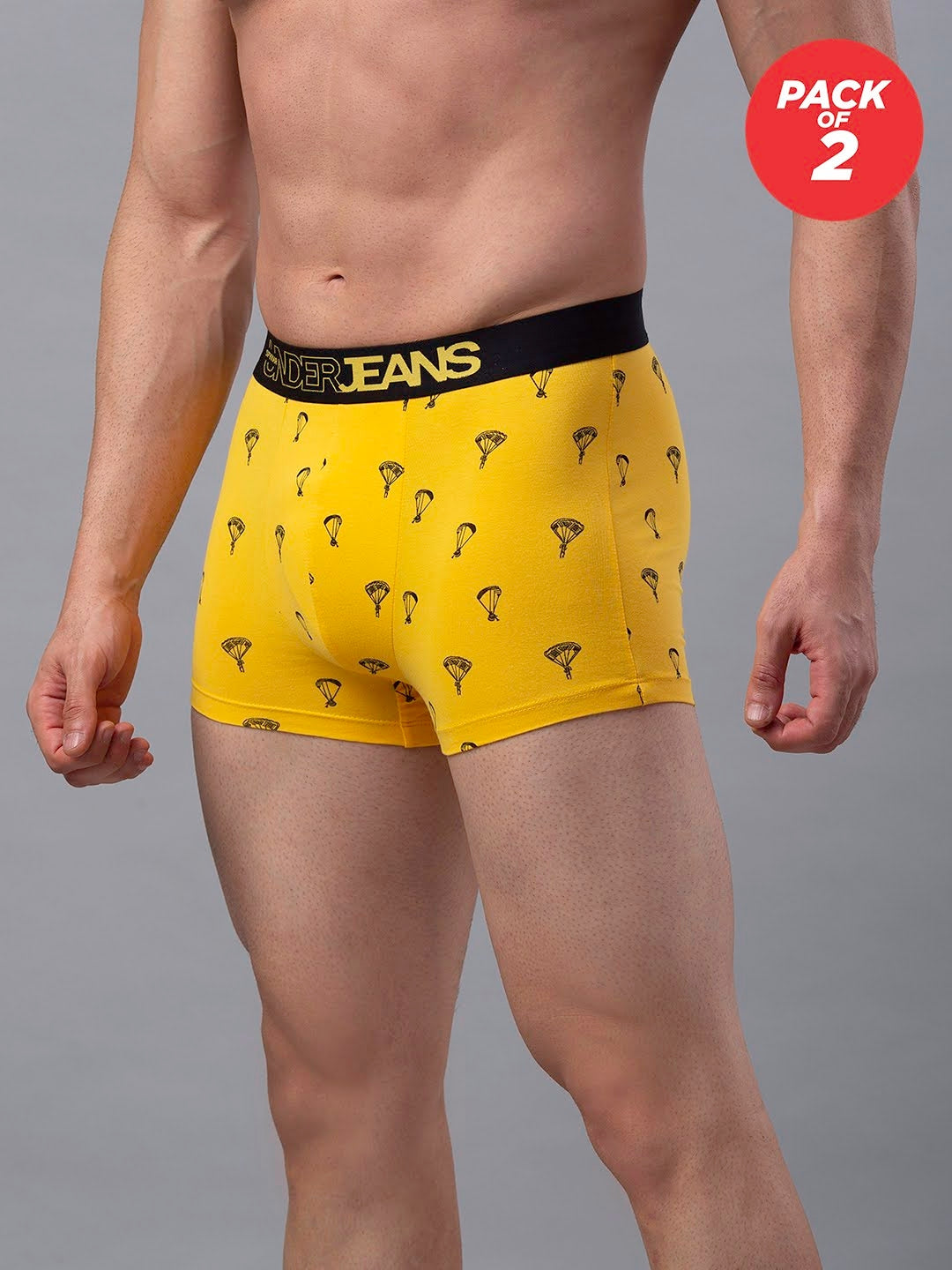 Men Cotton Blend Trunk Pack Of 2- Underjeans By Spykar
