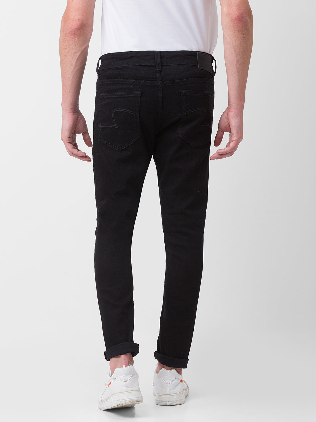 Spykar Black Cotton Slim Fit Tapered Length Jeans For Men (Kano)
