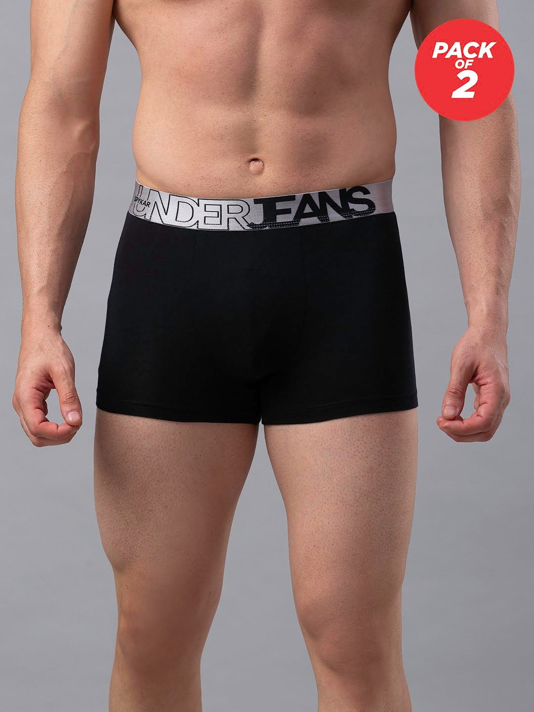 Men Cotton Blend Trunk Pack Of 2- Underjeans By Spykar