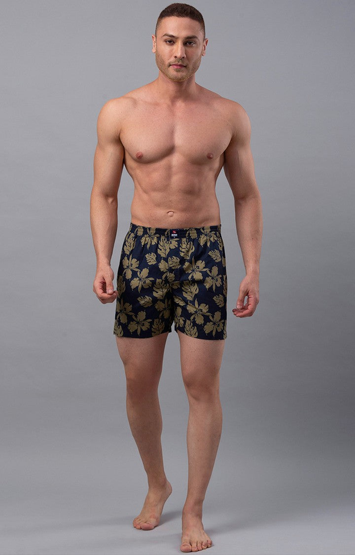 Blue Cotton Boxer For Men - Underjeans By Spykar