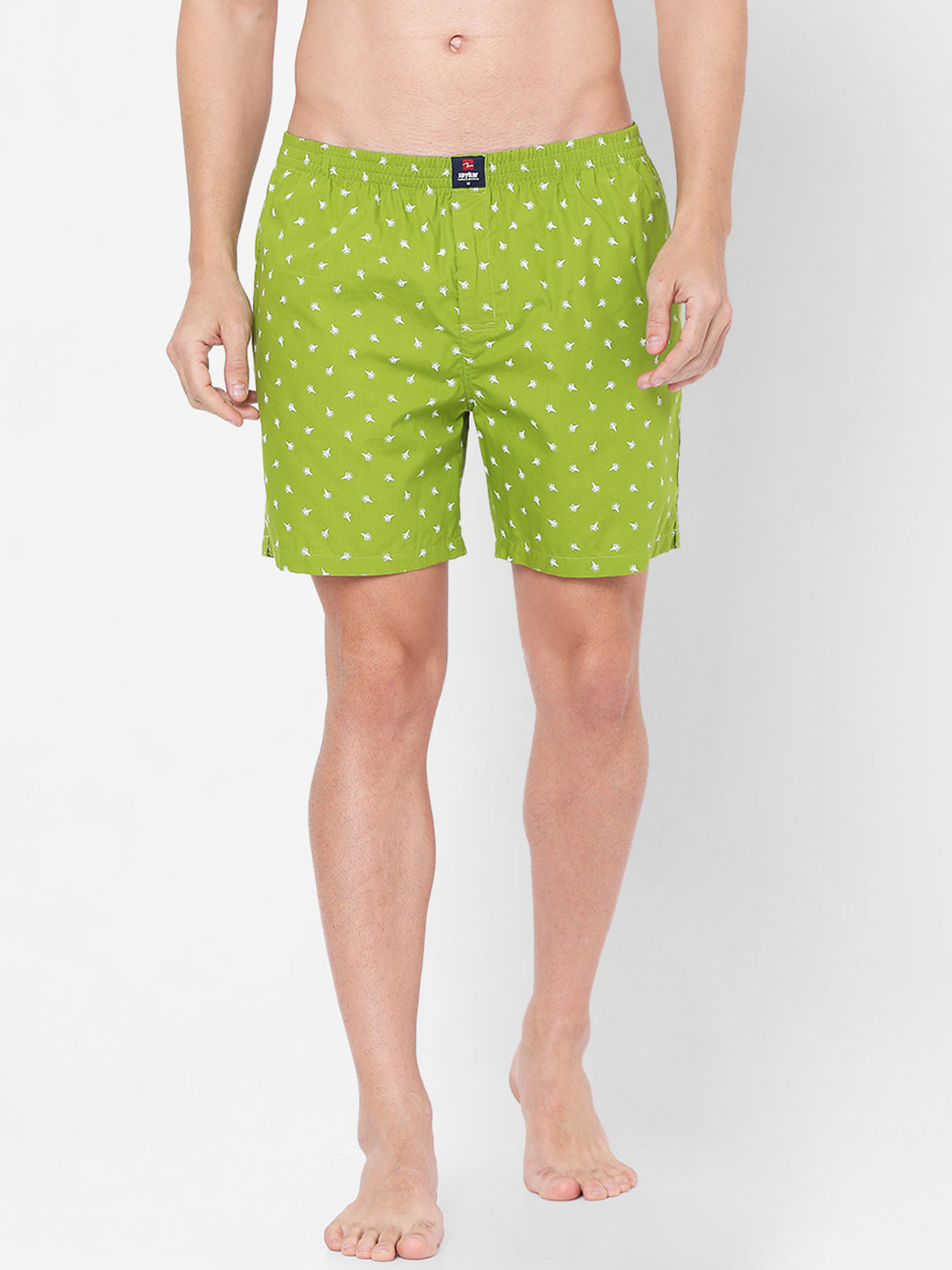 Men Light Green Cotton Boxers- Underjeans By Spykar