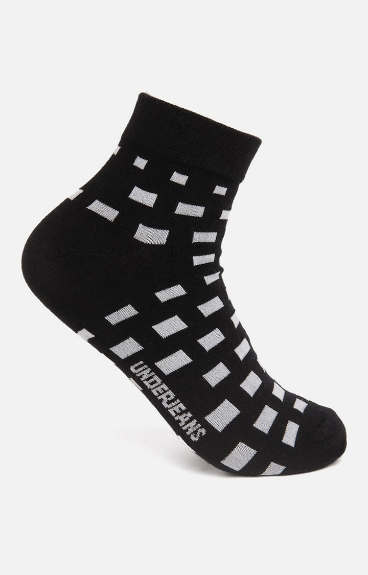 Men Black Grey Navy Ankle Length (Non Terry) (Pack Of 3) Socks - Underjeans By Spykar