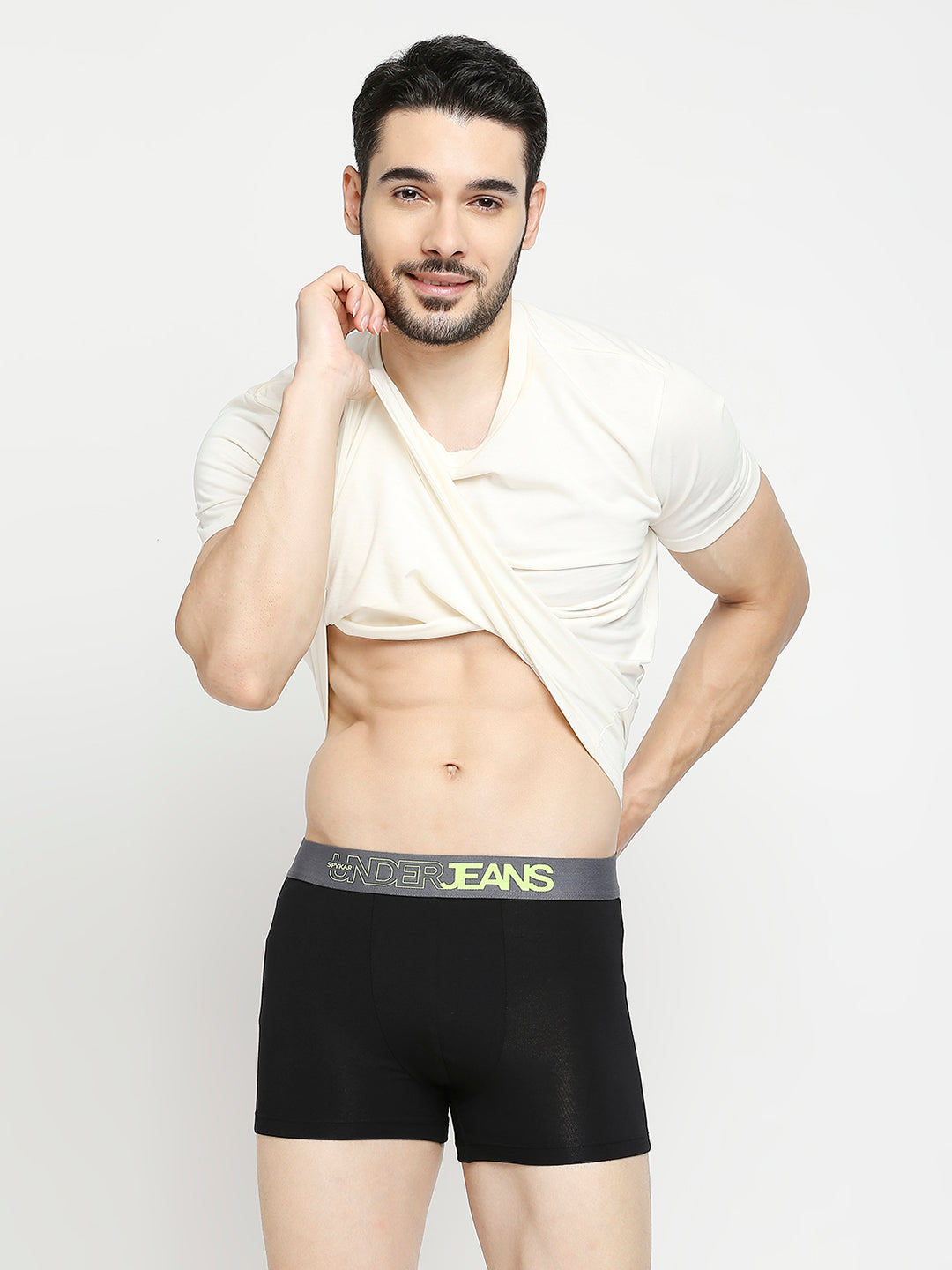 Men Olive & Black Cotton Blend Trunk - Pack Of 2- Underjeans By Spykar