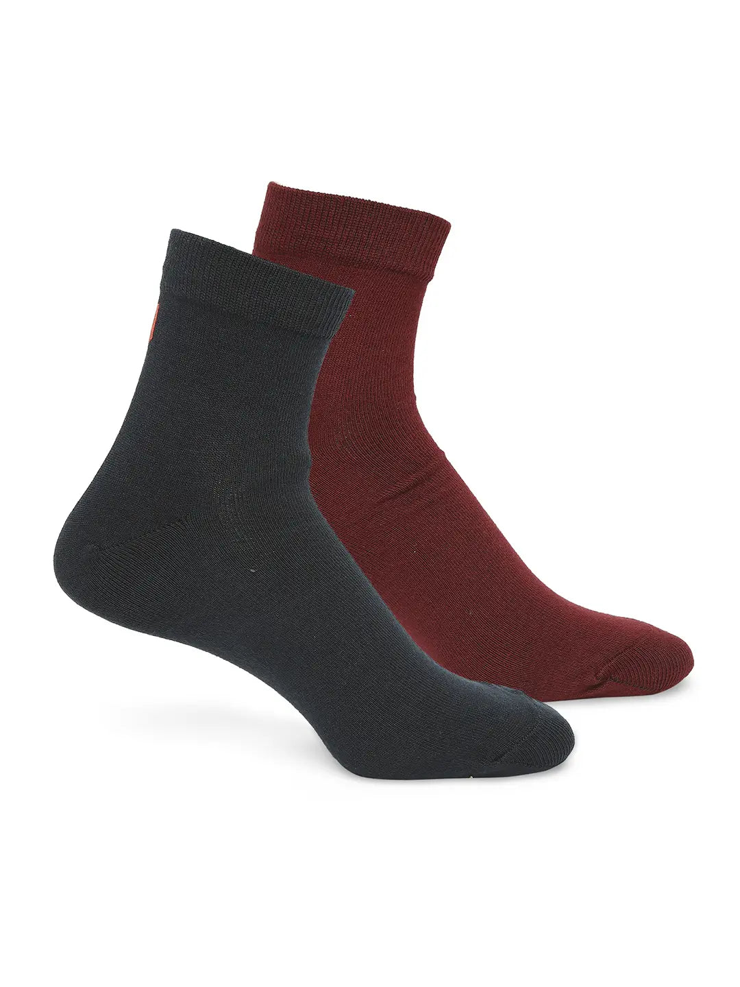 Men Navy & Maroon Ankle Length Socks - Pack Of 2- Underjeans By Spykar