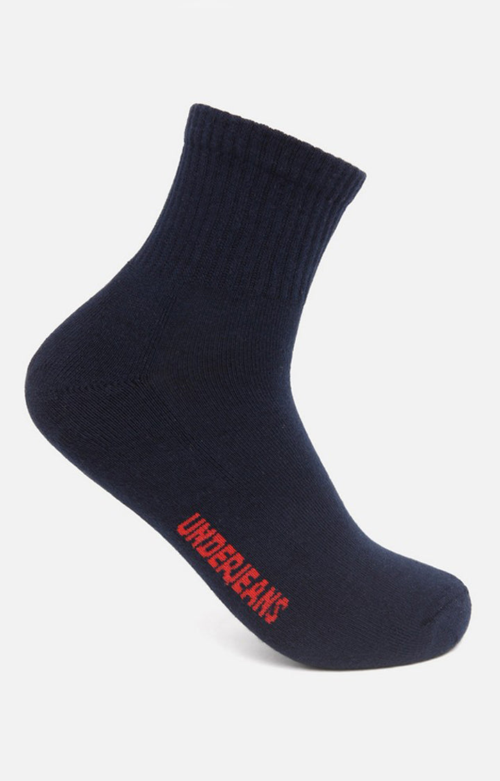 Men Black Navy Grey Ankle Length (Half Terry) (Pack Of 3) Socks- Underjeans By Spykar