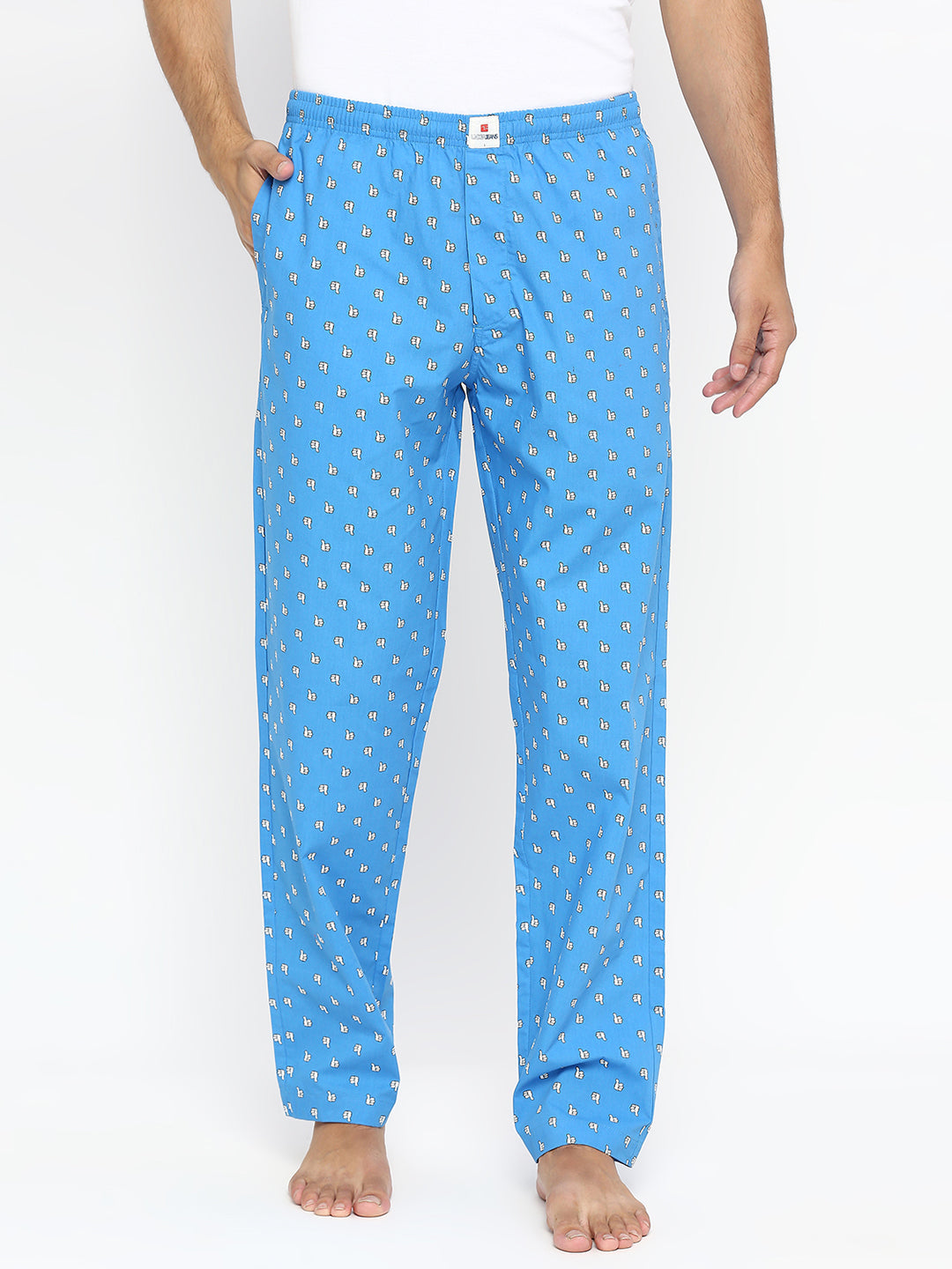 Men Royalblue Cotton Woven Pyjama - Underjeans By Spykar