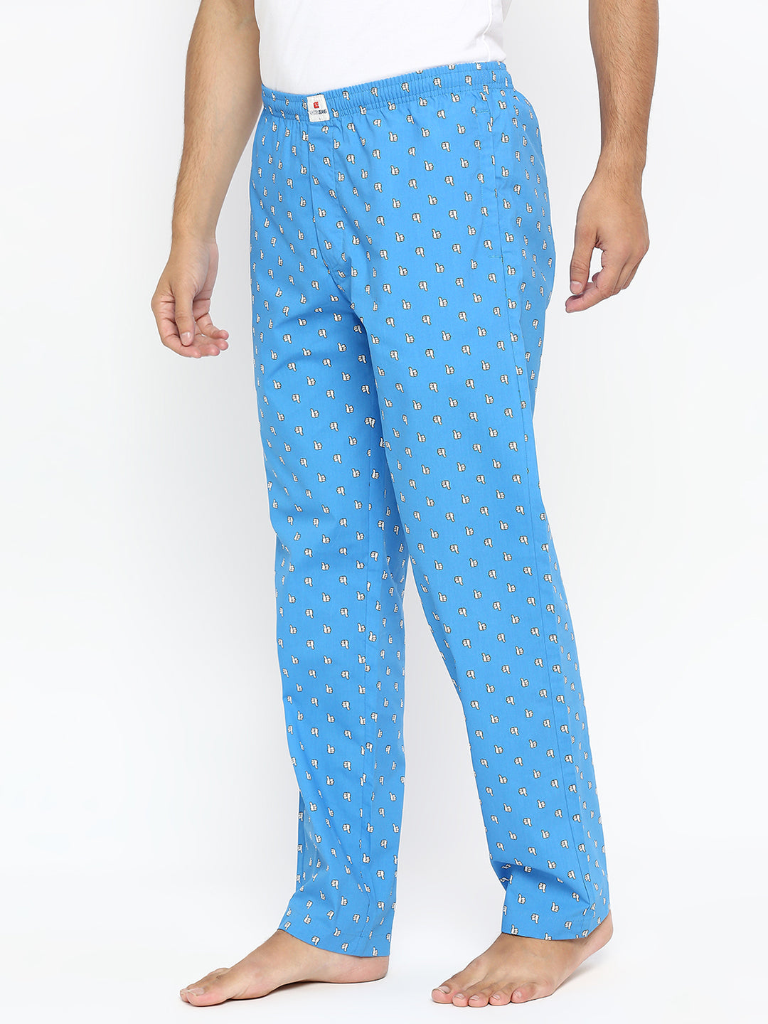 Men Premium Royalblue Cotton Woven Pyjama - UnderJeans by Spykar