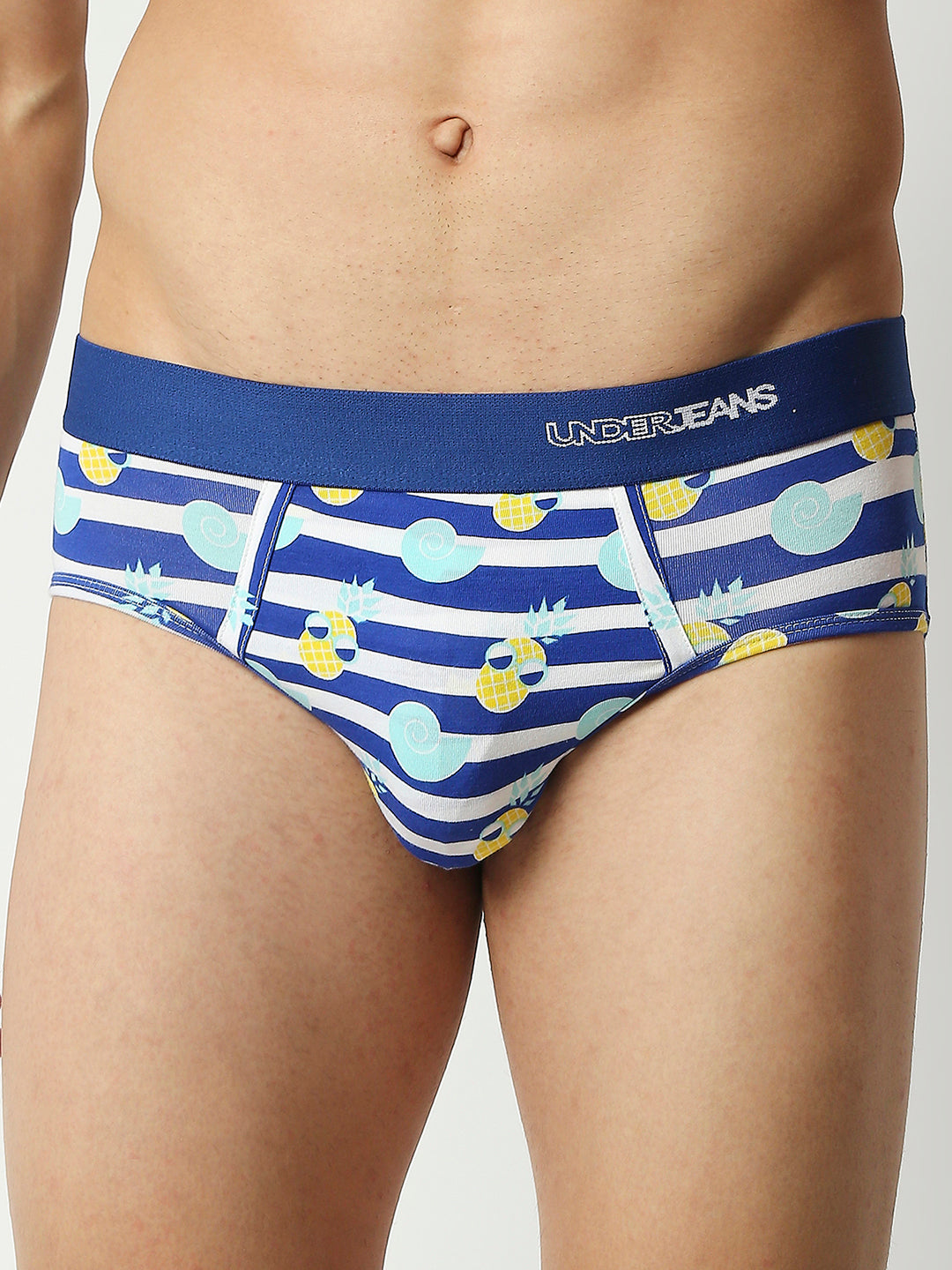 Underjeans By Spykar Men Blue Cotton Blend Regular Fit Brief