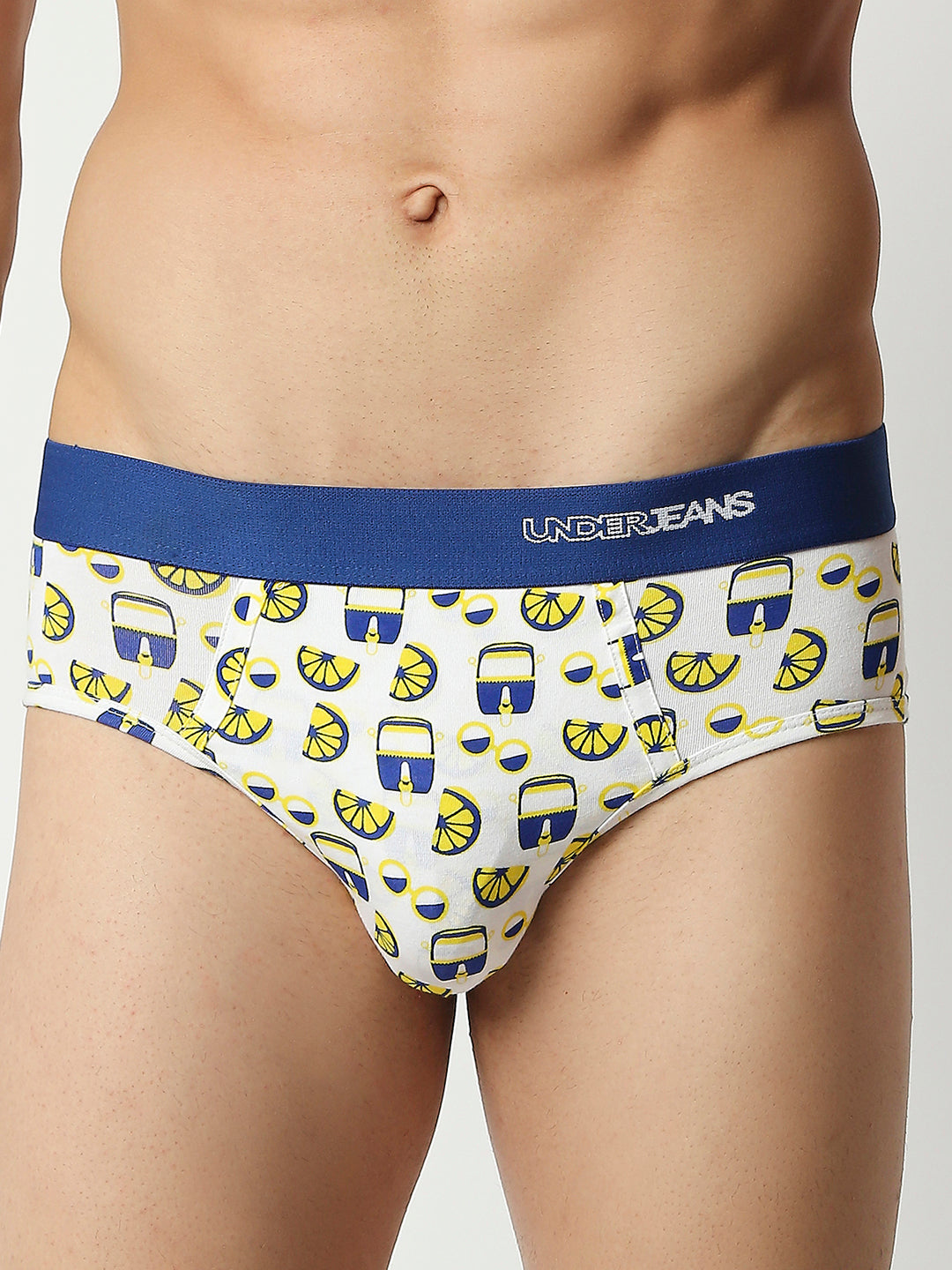 Underjeans By Spykar Men Blue Cotton Blend Regular Fit Brief