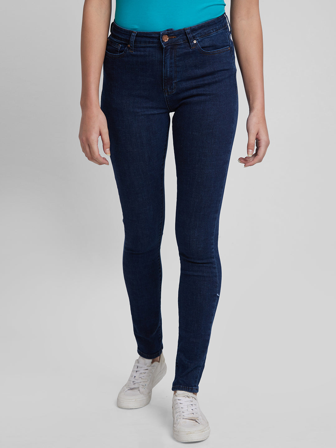 Spykar Women Dark Blue Lycra Super Skinny Fit Ankle Length Jeans (Alexa)