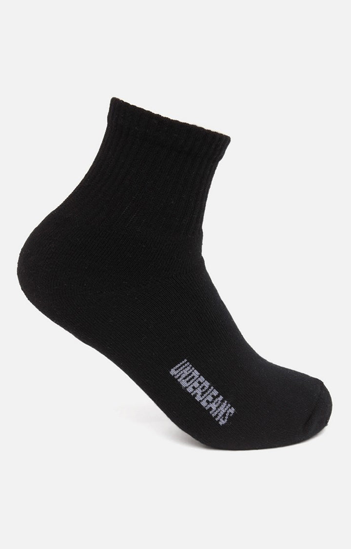 Men Black Navy Grey Ankle Length (Full Terry) (Pack Of 3) Socks- Underjeans By Spykar