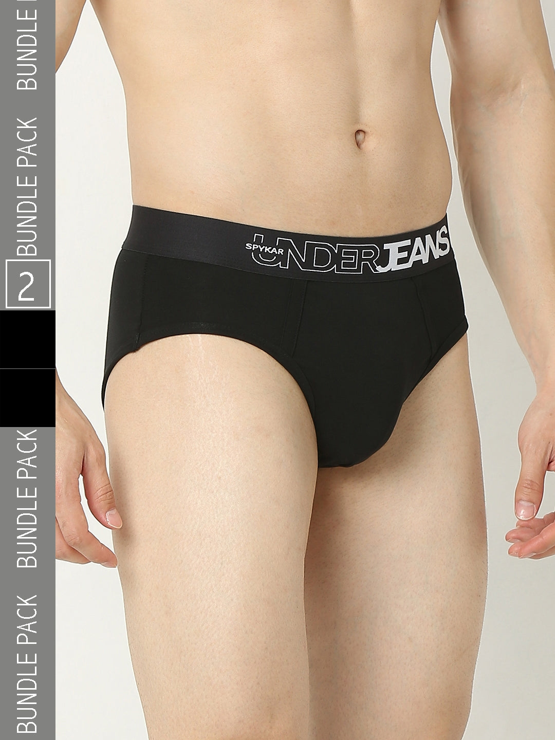 Underjeans By Spykar Men Black Brief Pack Of 2