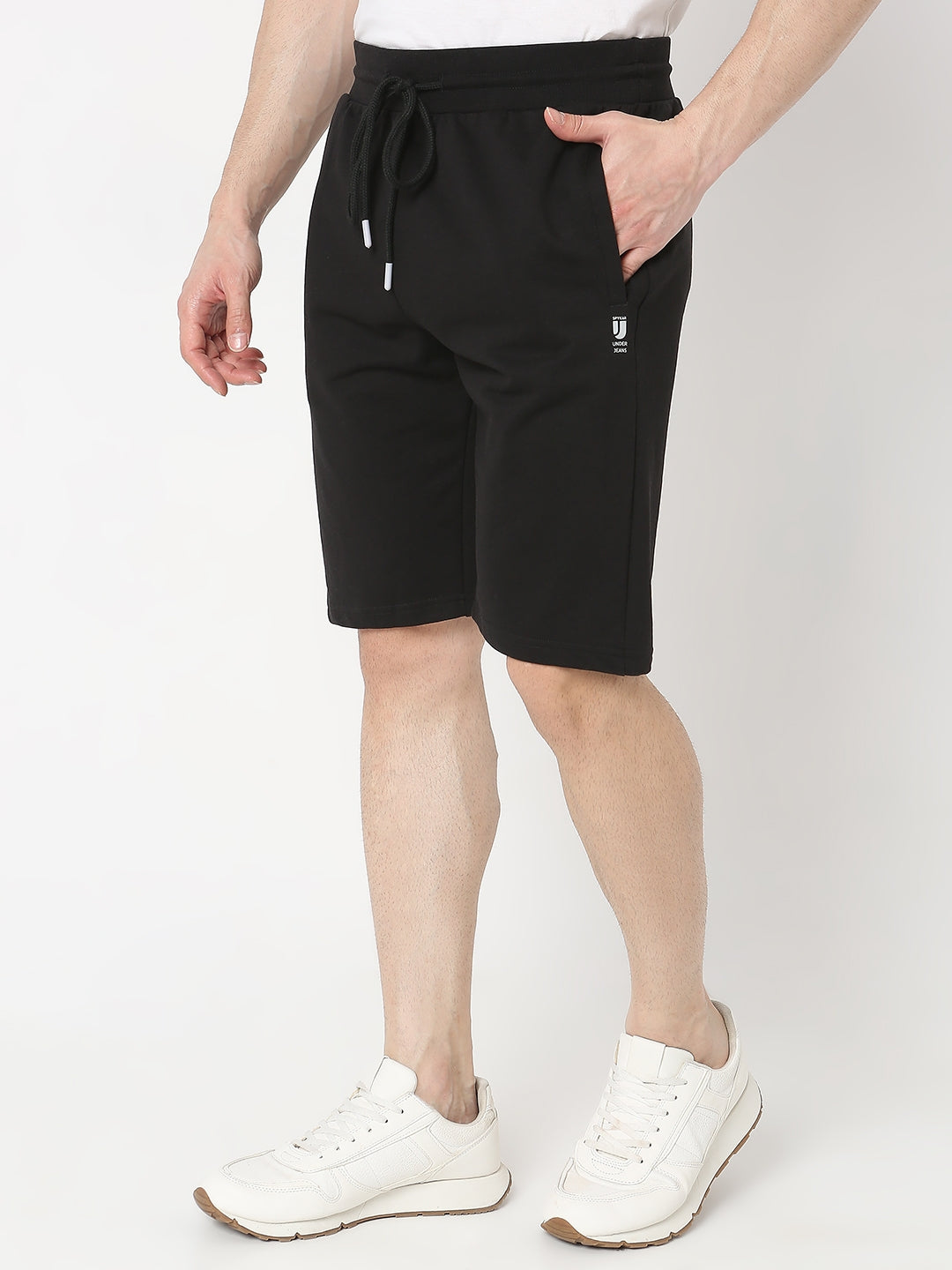 Underjeans by Spykar Men Knitted Black Shorts