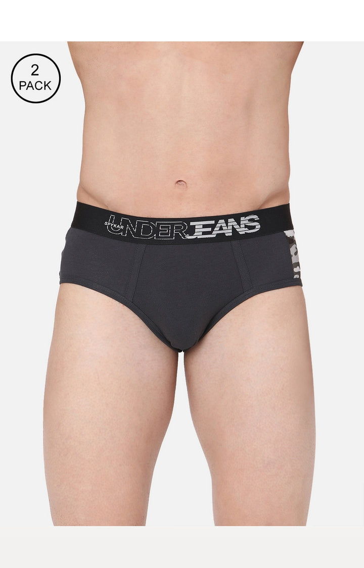 Men Cotton Blend Brief (Pack Of 2)- Underjeans By Spykar