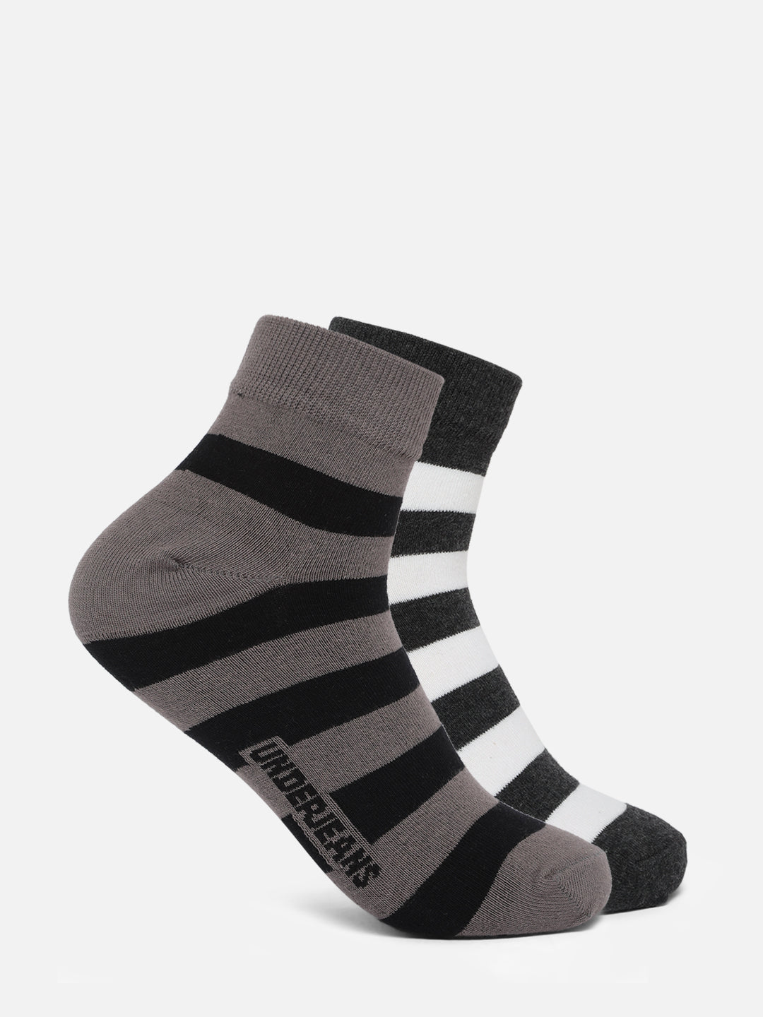 Men Assorted Ankle Length (Non Terry) Socks Pack Of 2- Underjeans By Spykar