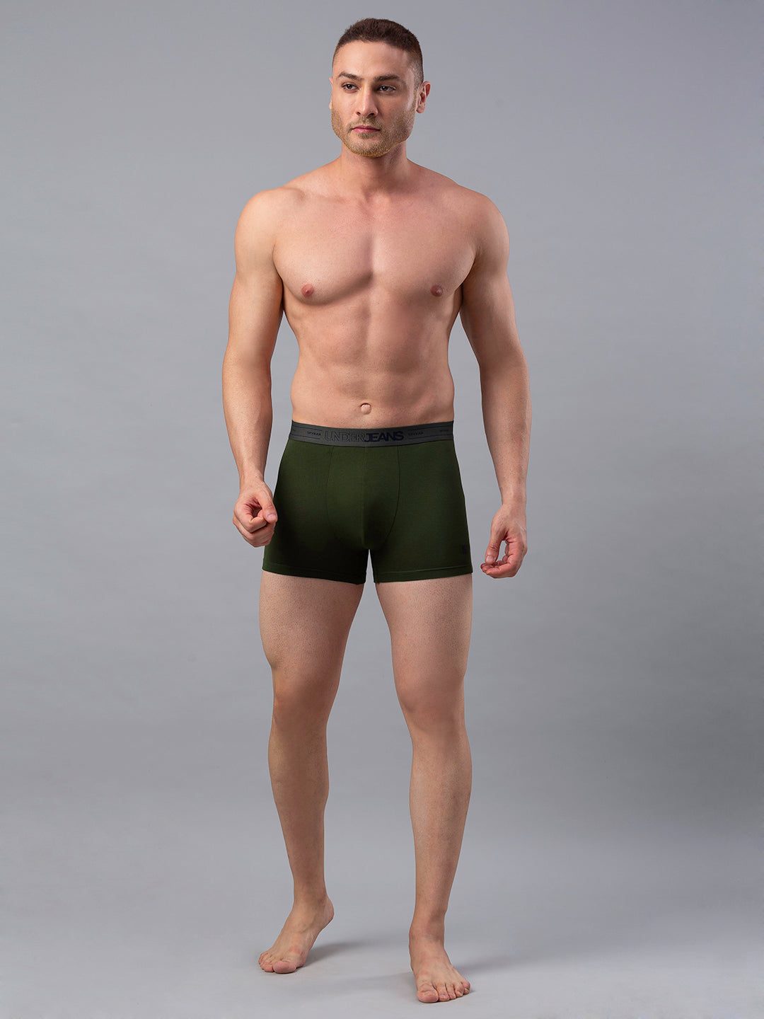Underjeans By Spykar Men Olive Cotton Blend Trunk