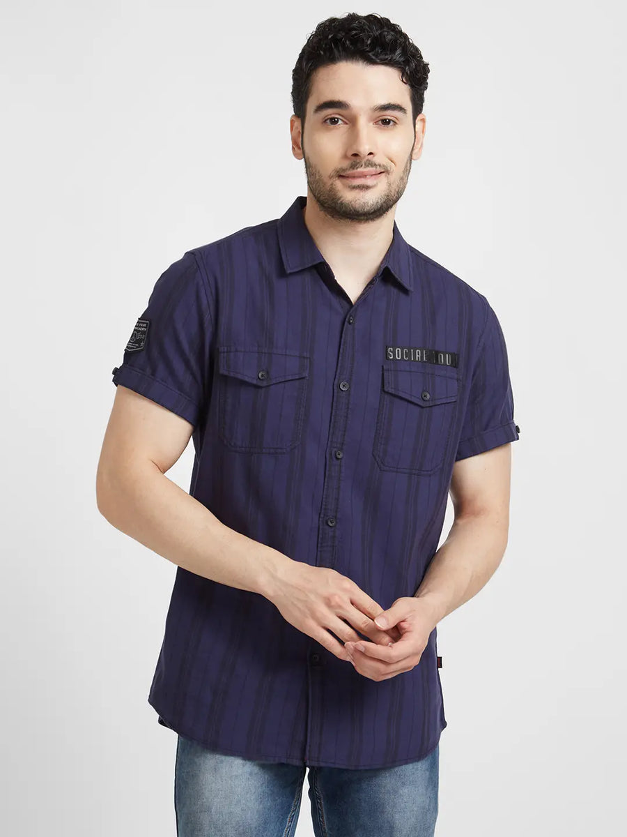 Half Shirt Jeans Shirt Short Sleeve Buy Spykar Men Indigo Blue