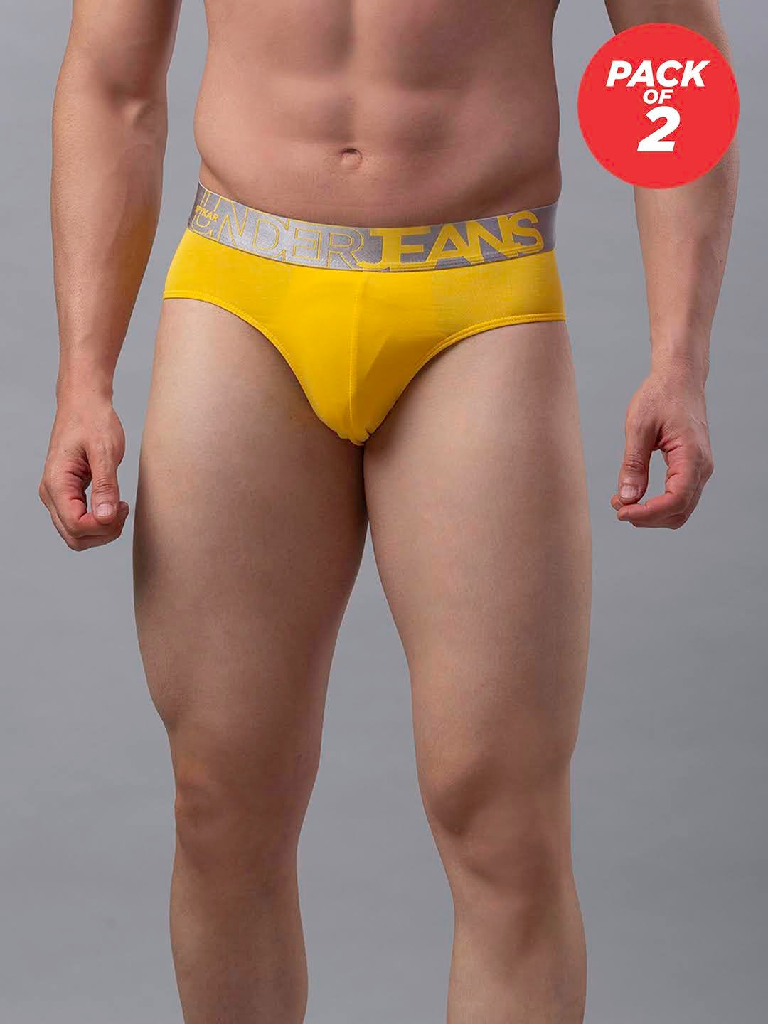 Men Cotton Blend Brief (Pack Of 2)- Underjeans By Spykar