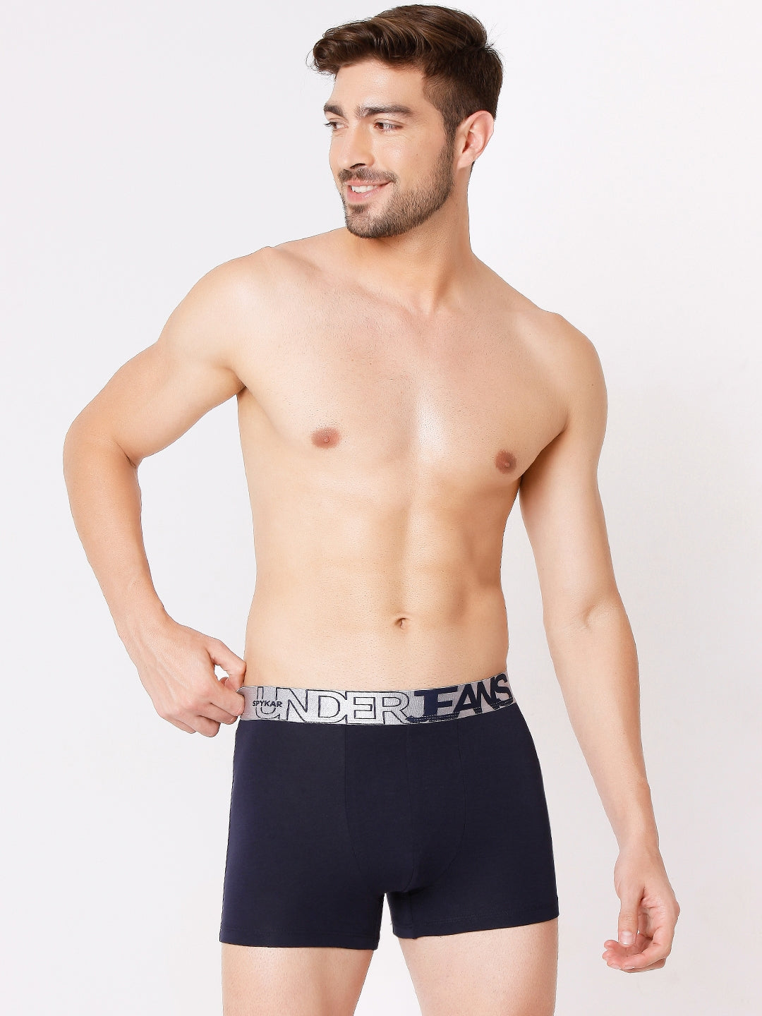 Men Cotton Blend Trunk Pack Of 2- Underjeans By Spykar