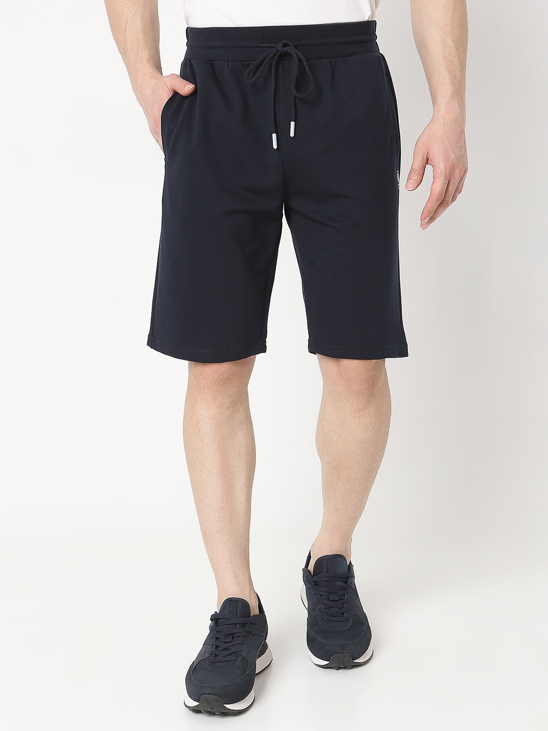 Underjeans by Spykar Men Knitted Navy Shorts