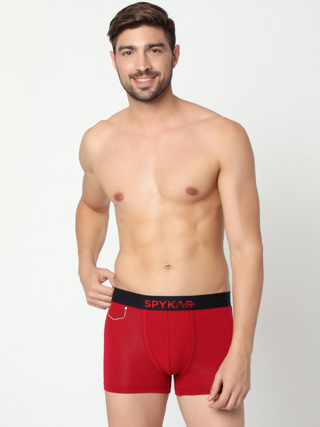 Men Maroon & Olive Cotton Blend Trunk (Pack Of 2)- Underjeans By Spykar