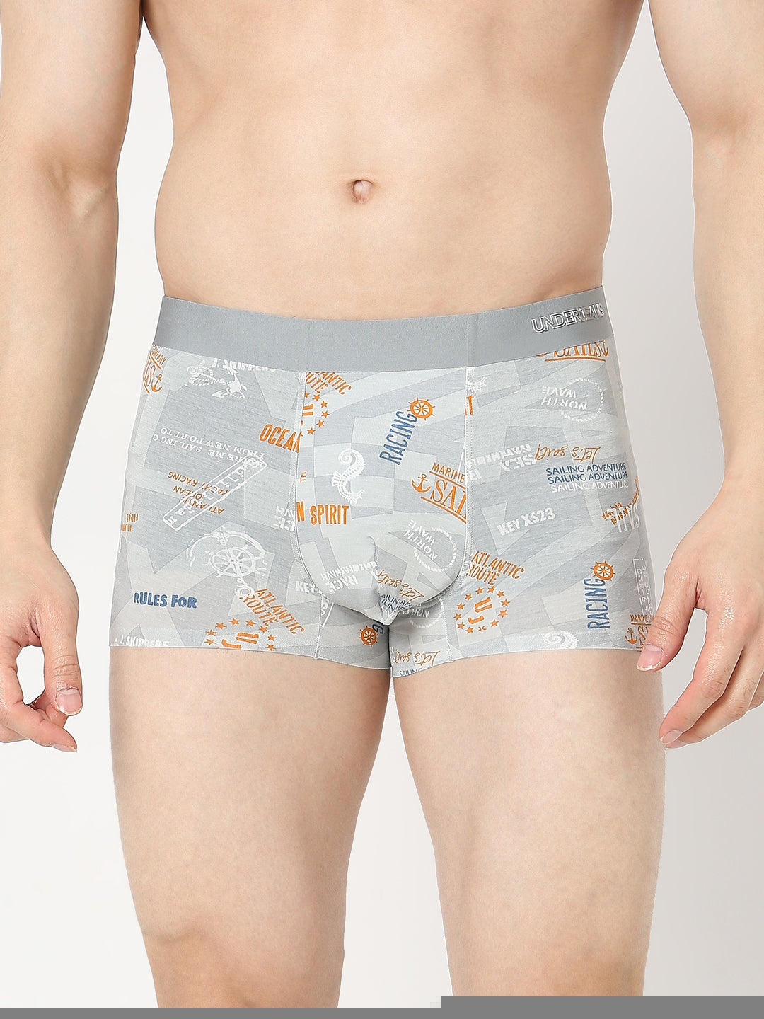 Underjeans by Spykar Men Super Premium Bonded Elastic Light Grey Trunk