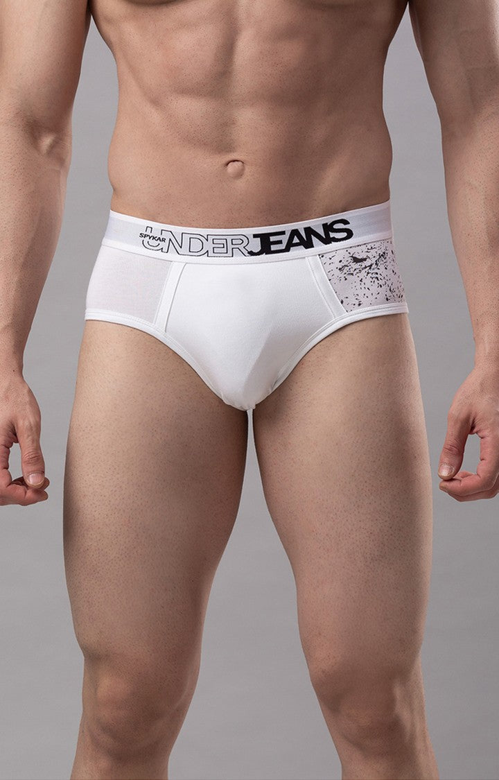 White Cotton Brief For Men - Underjeans By Spykar