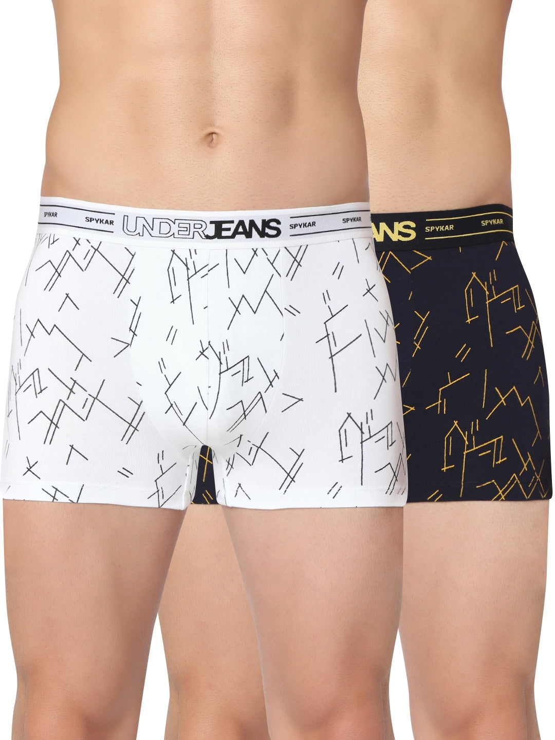 Men Cotton Blend Trunk Pack Of 2- Underjeans By Spykar