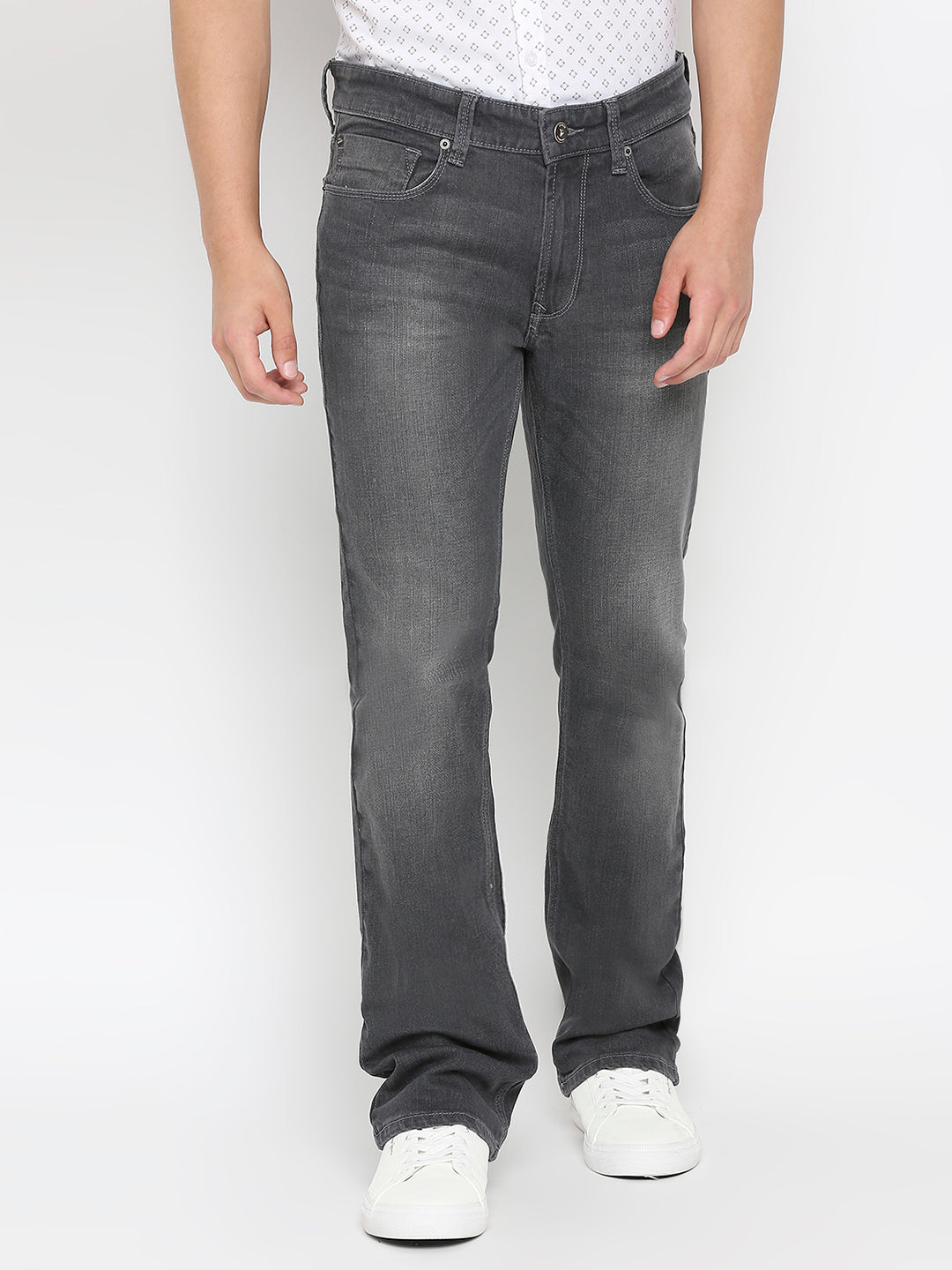 Spykar Dark Grey Cotton Regular Fit Regular Length Jeans For Men (Rafter)