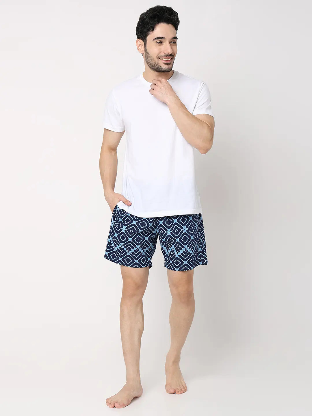 Underjeans By Spykar Men Blue Cotton Blend Regular Fit Boxer Shorts