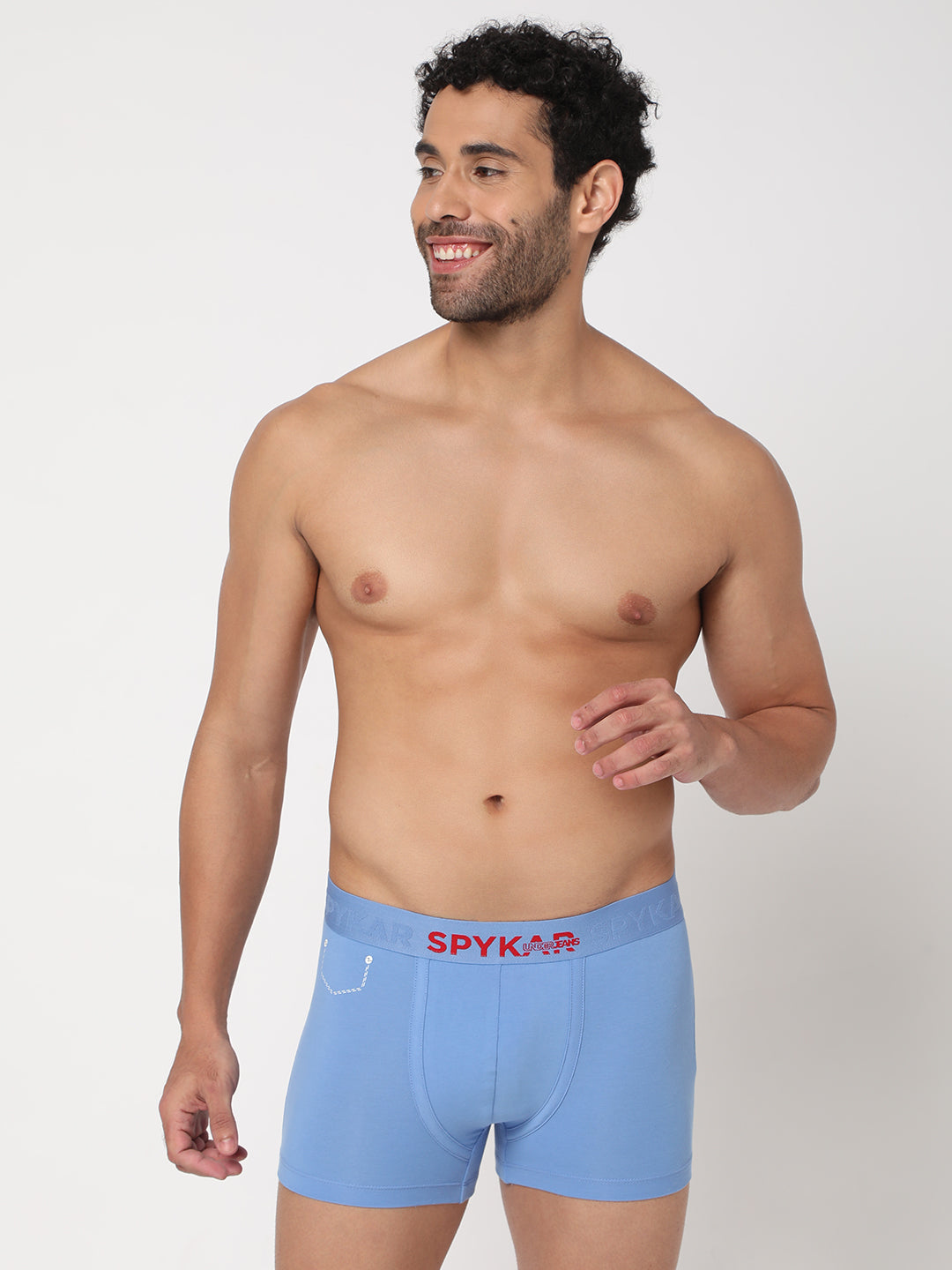 Men Bright Blue Cotton Blend Trunk- Underjeans By Spykar