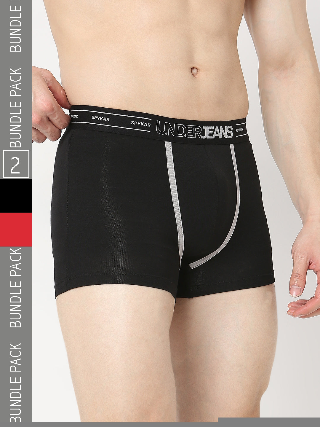 Underjeans by Spykar Men Pack of 2 Black - Red Trunk