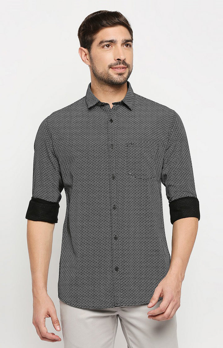 Spykar Men Black Cotton Regular Fit Full Sleeve Casual Shirt