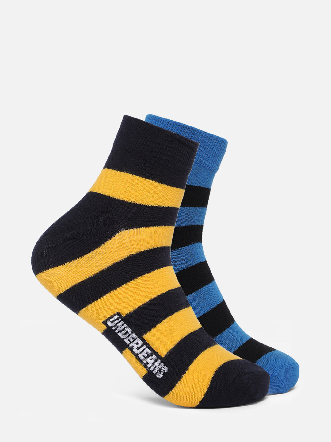 Men Assorted Ankle Length (Non Terry) Socks Pack Of 2- Underjeans By Spykar