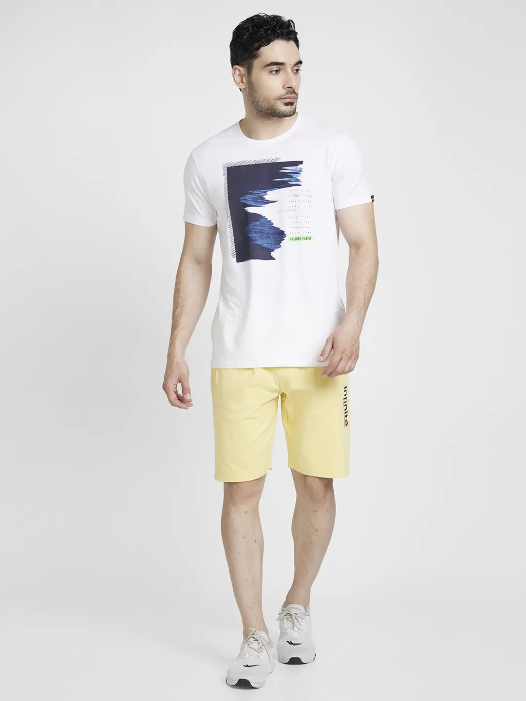 Spykar Men Pastel Yellow Blended Knee Length Shorts