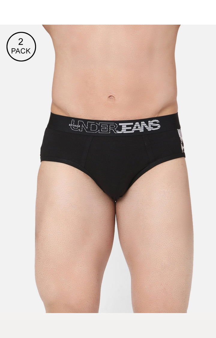 Men Cotton Blend Brief (Pack Of 2)- Underjeans By Spykar