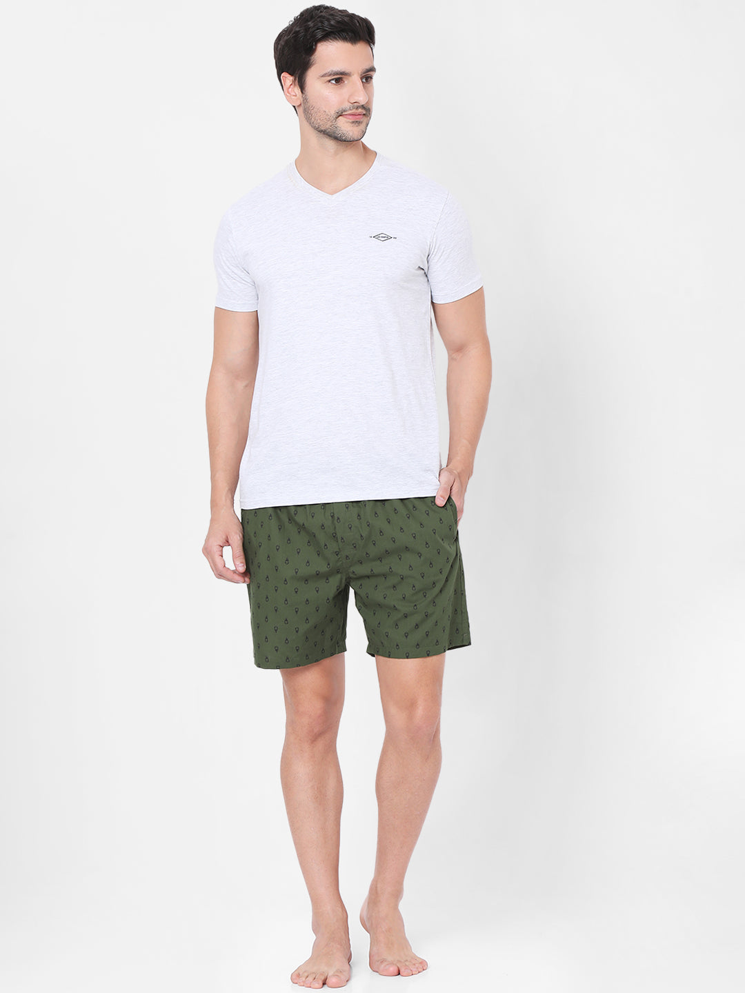 Men Green Cotton Boxers- Underjeans By Spykar