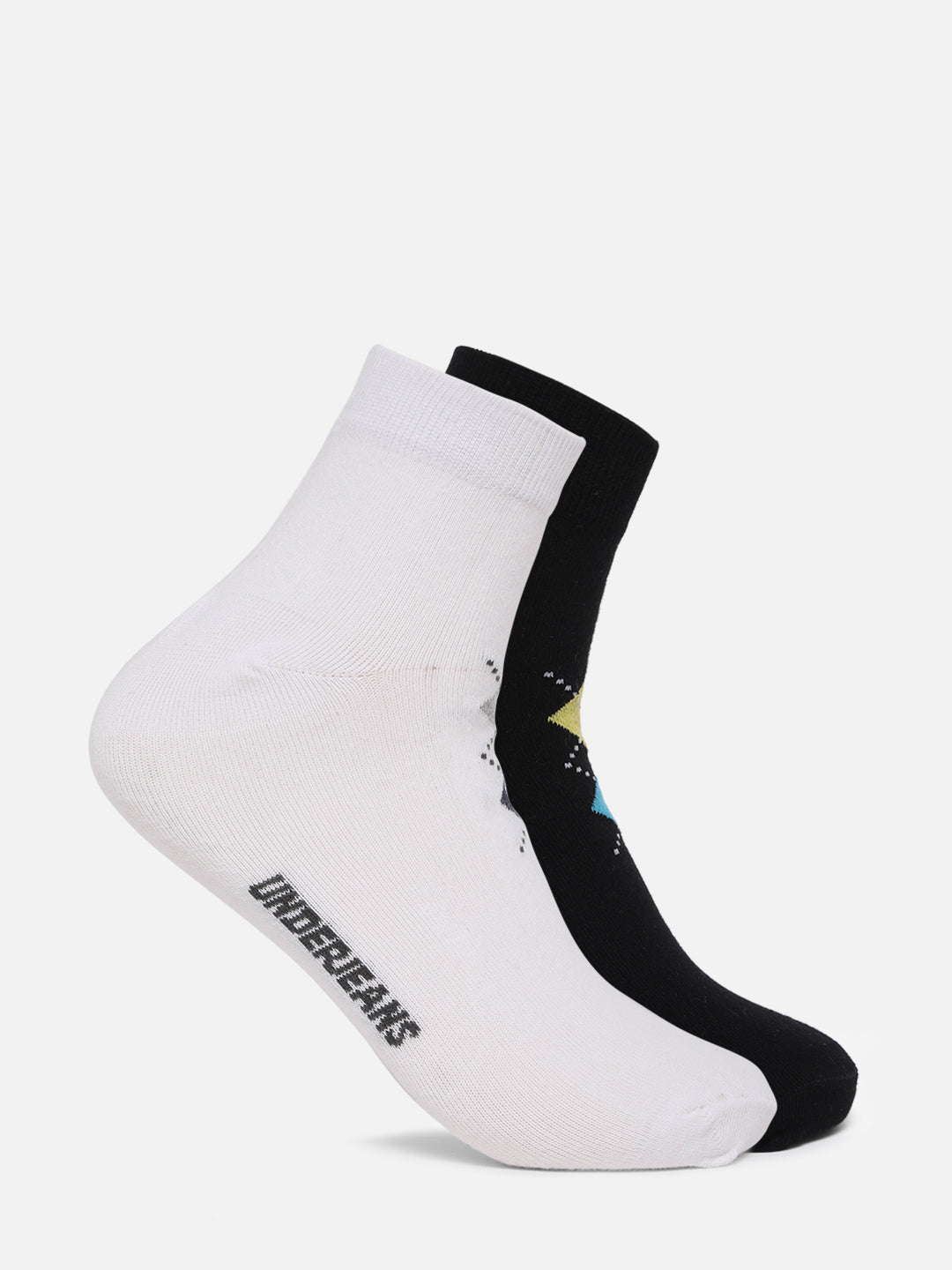 Men Assorted Ankle Length (Non Terry) Socks Pack Of 2- Underjeans By Spykar