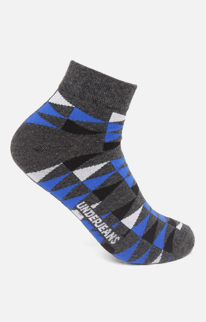 Men Anthra Beige Black Grey Ankle Length (Non Terry) (Pack Of 4) Socks- Underjeans By Spykar