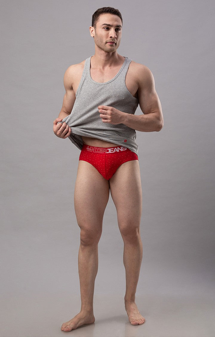 Red Cotton Brief For Men - Underjeans By Spykar