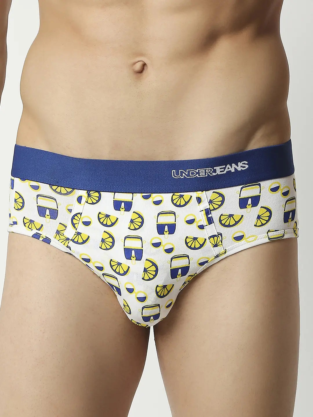 Men Assorted Cotton Blend Printed Brief - Pack Of 3- Underjeans By Spykar