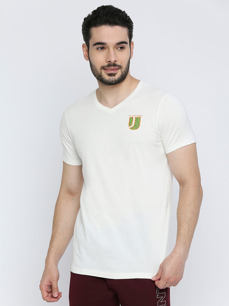 White V-Neck T-Shirt For Men