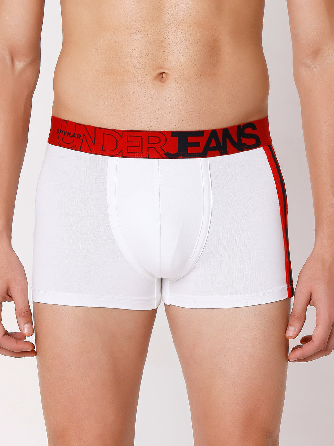 Men Black-Orange & White-Red Cotton Blend Trunk (Pack Of 2)- Underjeans By Spykar