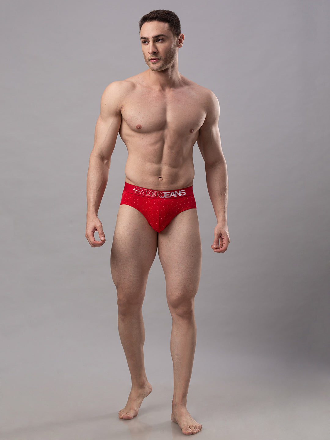 Men Cotton Blend Red Brief - (Pack Of 2)- Underjeans By Spykar