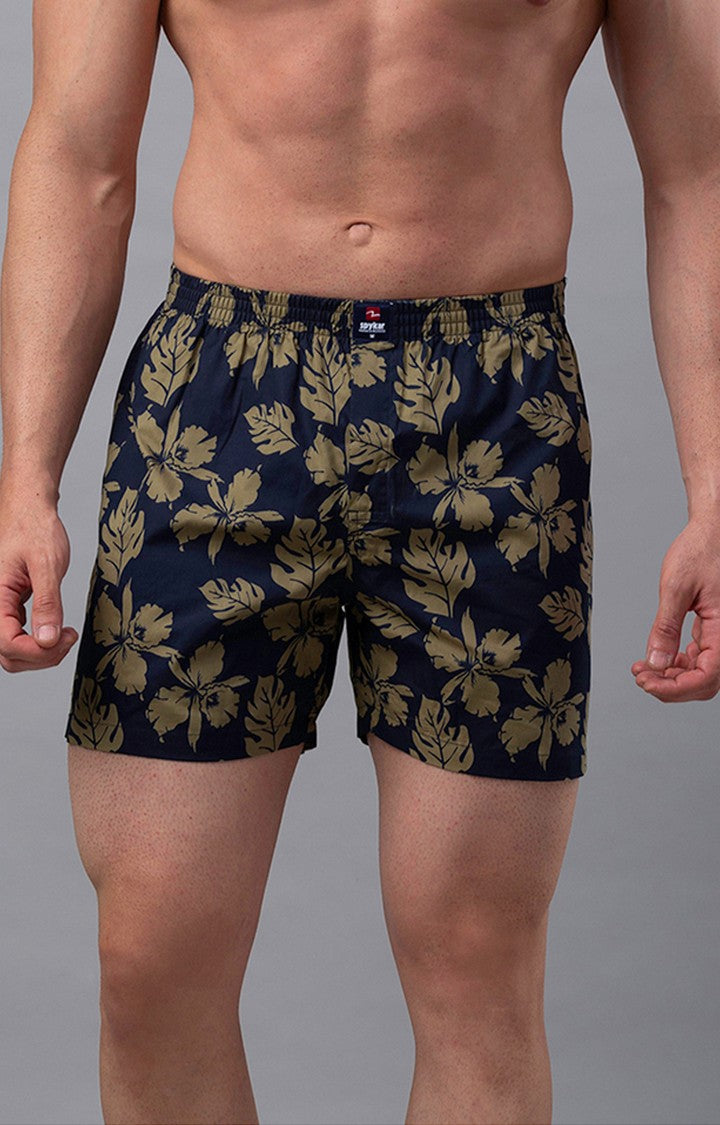 Blue Cotton Boxer For Men - Underjeans By Spykar