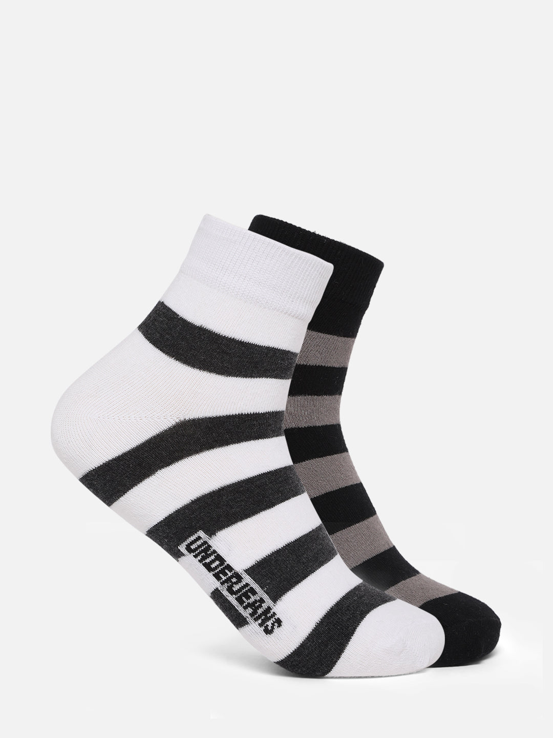 Men Assorted Ankle Length (Non Terry) Socks Pack Of 2- Underjeans By Spykar