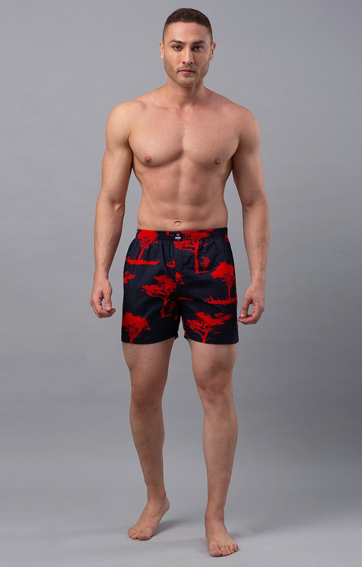 Underjeans By Spykar Red Printed Boxers