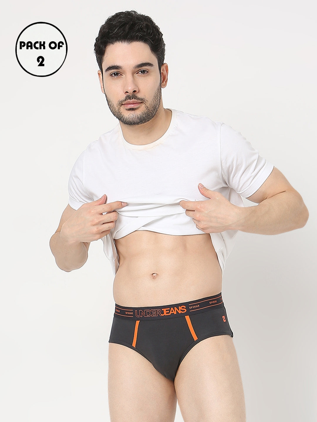 Underjeans by Spykar Men Pack of 2 Navy- Dark Grey Brief