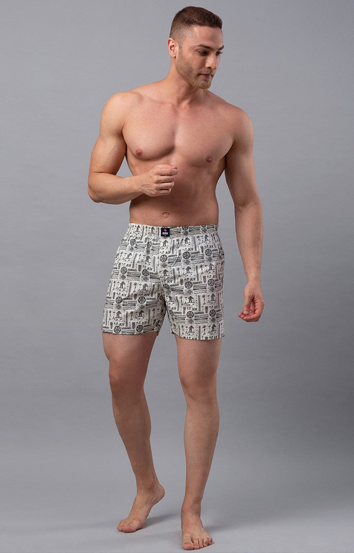 White Cotton Boxer For Men - Underjeans By Spykar